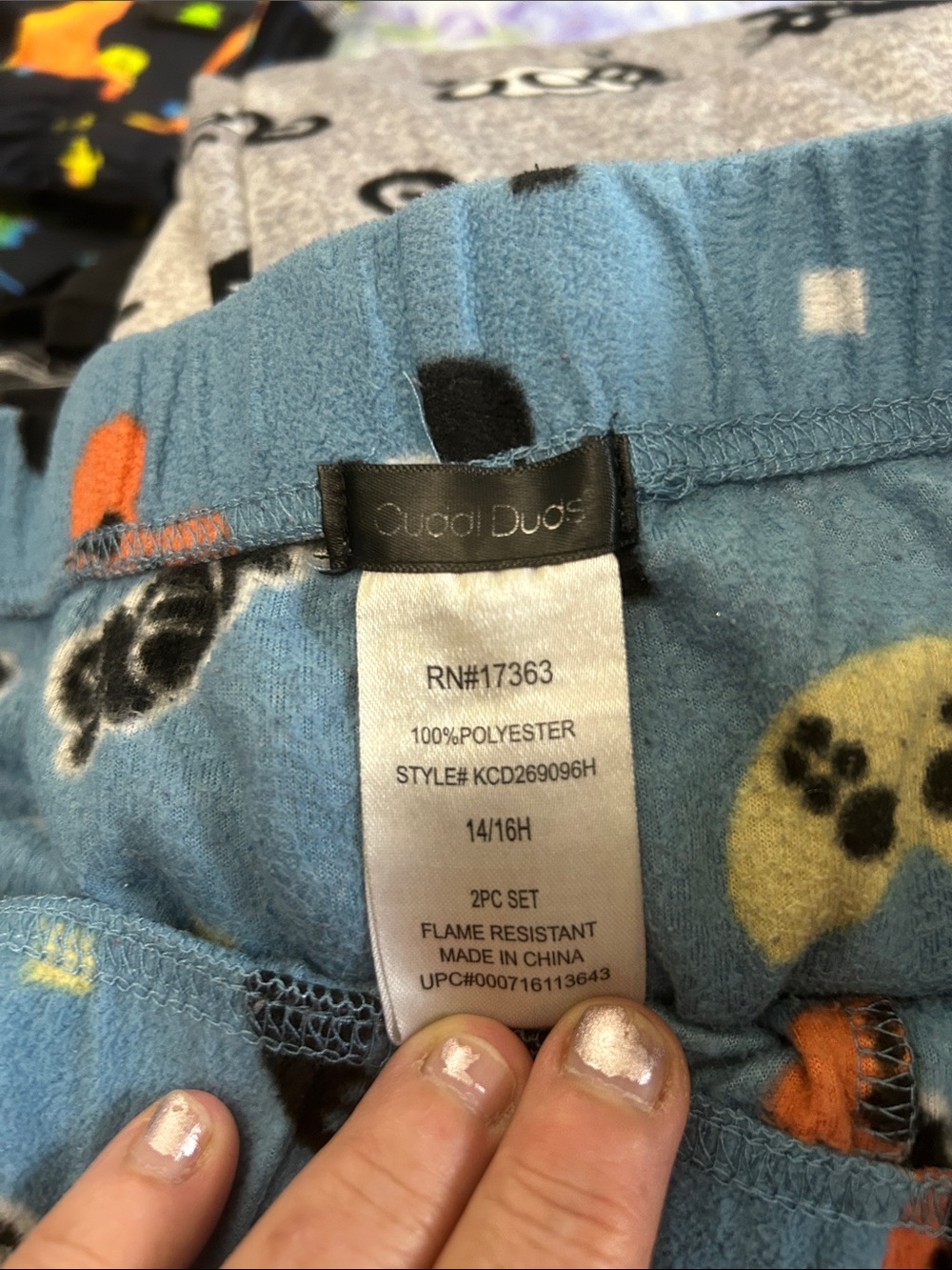 Cuddl Duds Blue Paw Print Plush Pajama Set